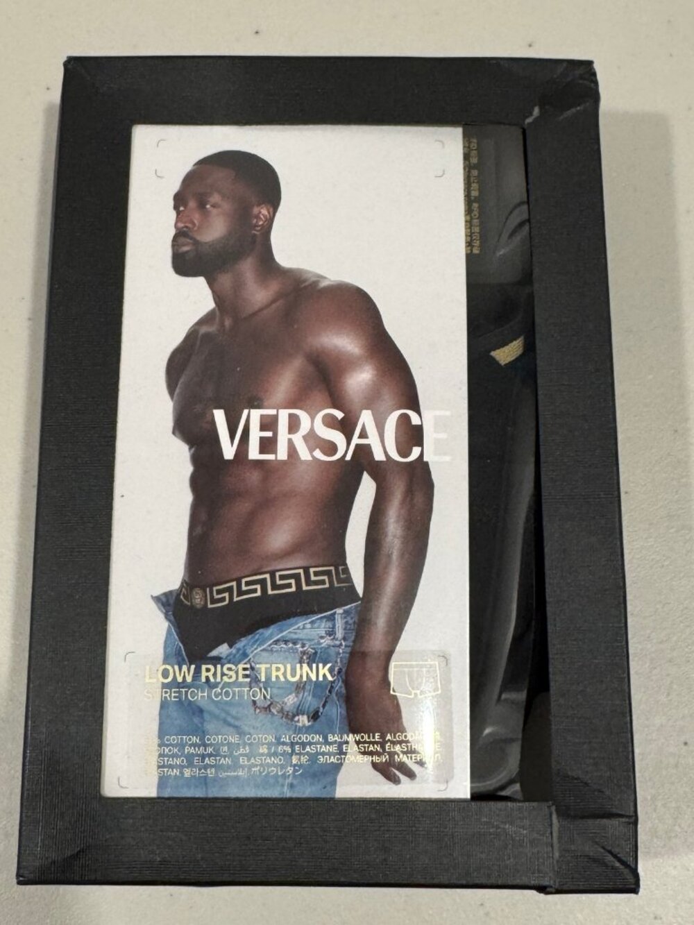 Versace Low Rise Trunks Mens 4 S Black Gold Medusa Greca Border AU10026